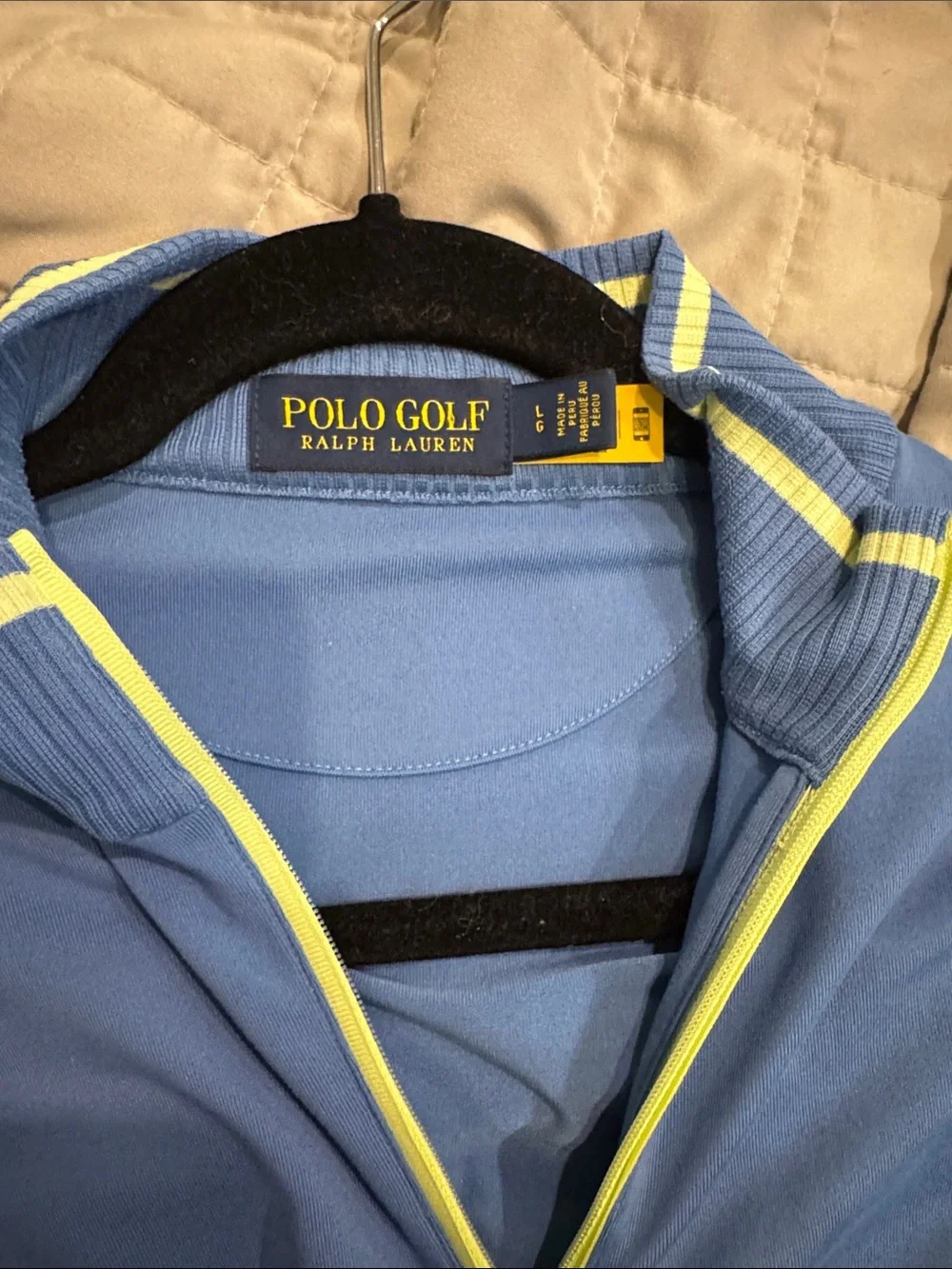 Polo by Ralph Lauren Blue Long Sleeve Quarter-Zip with Yellow Trim polo golf W - Picture 4 of 5